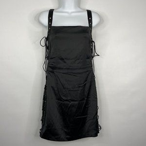 Mistress Rocks Fate Black Satin Corset Laced Gothic Mini Sheath Cocktail…